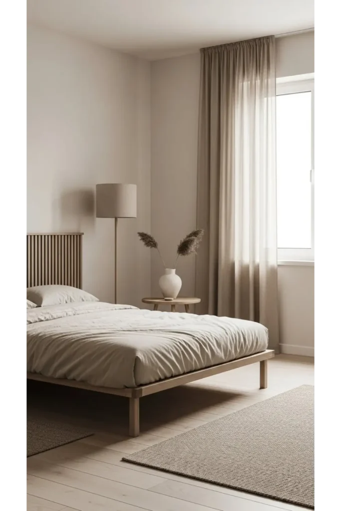 Neutral Monochrome Japandi Bedroom