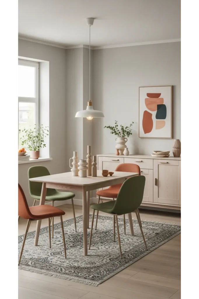 Neutral base with accent color