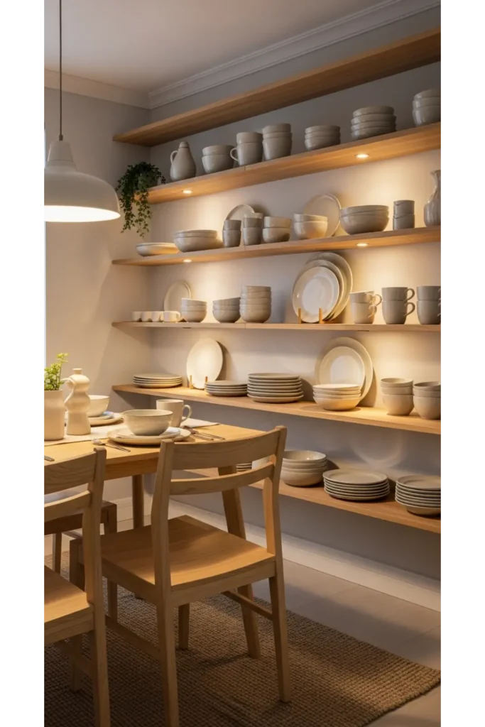 Open shelving for display and storage