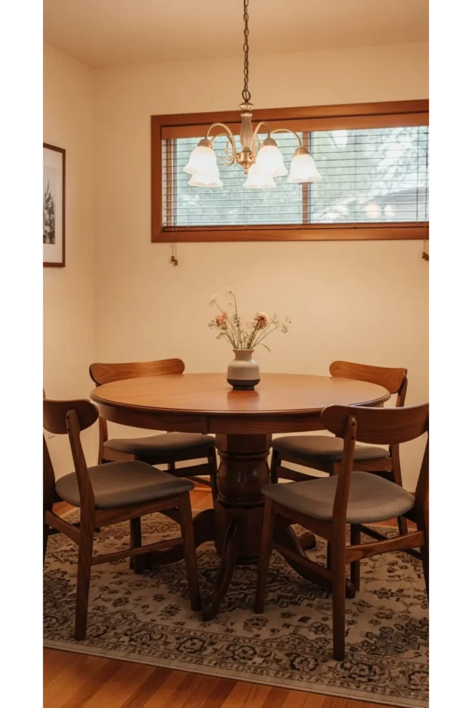 21 Tiny Dining Room Ideas That Save Space 4 Round pedestal table