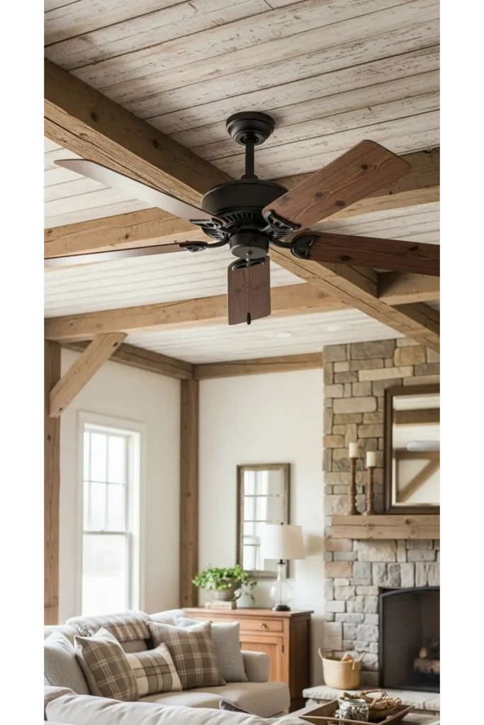22 Farmhouse Living Room Inspirations for Rustic Charm 20 Rustic Ceiling Fans
