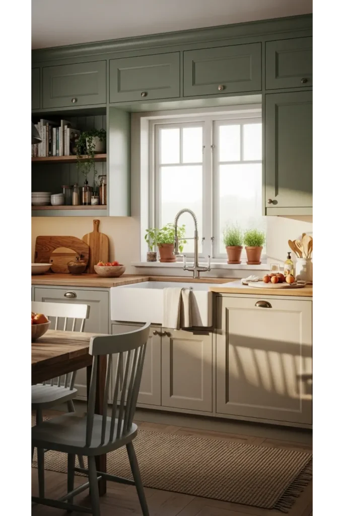  Sage Green Uppers With Creamy Beige Lowers