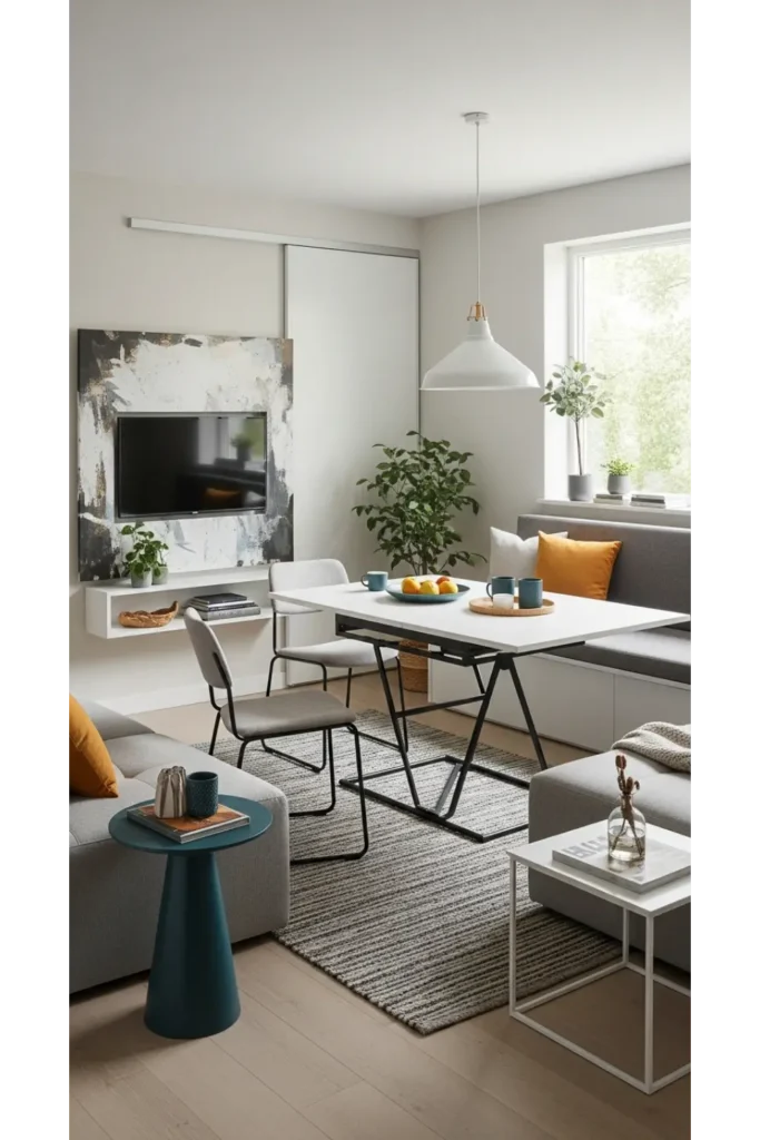 Small Living Room With Dining Area Layouts 23 Ideas 22 Sliding Furniture Flex Layout