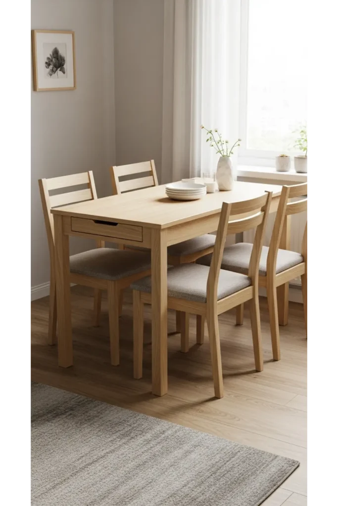 21 Tiny Dining Room Ideas That Save Space 16 Slim dining table with integrated storage
