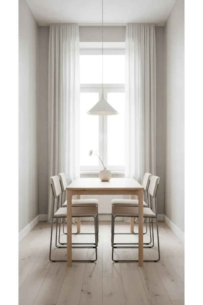 21 Tiny Dining Room Ideas That Save Space 9 Slim profile dining chairs