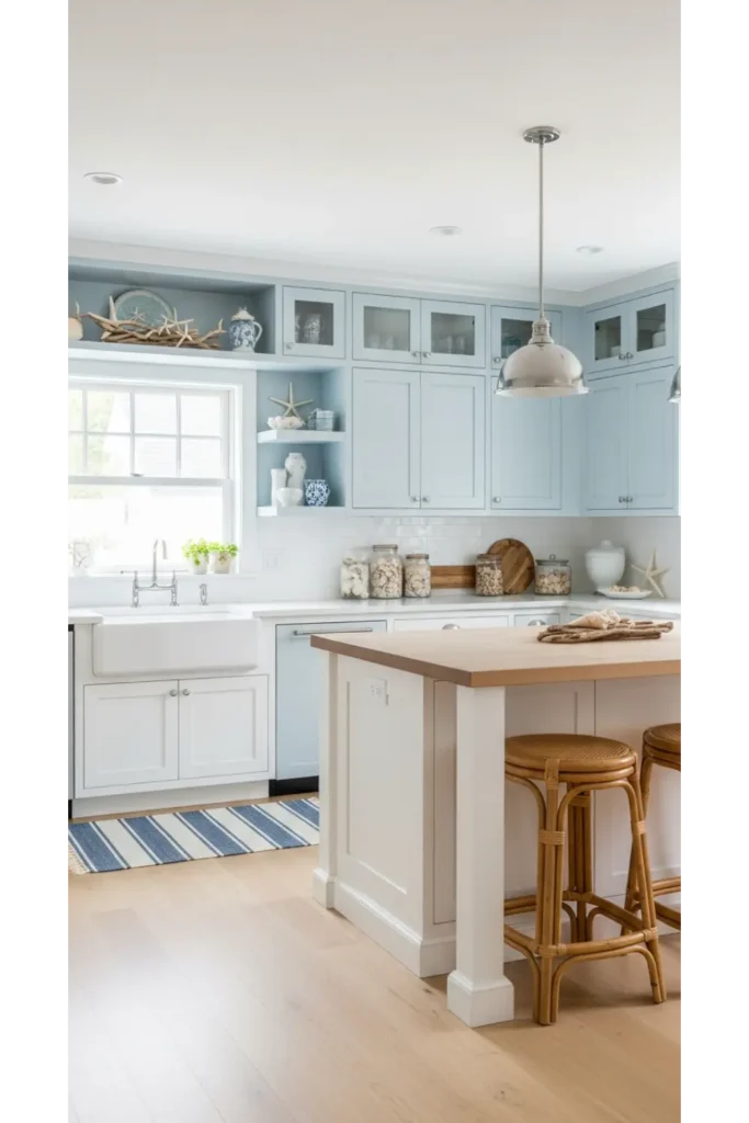 Soft Blue Uppers With White Lowers