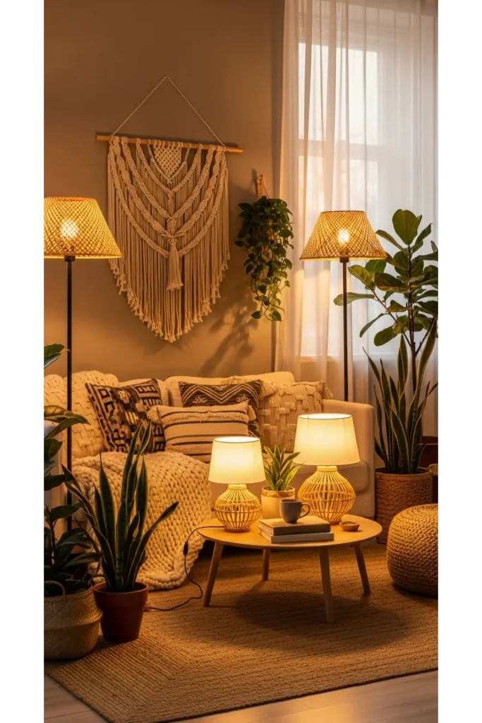 22 Boho Living Room Designs Relaxed Chic Vibes 7 Soft Lighting For Cozy Evenings