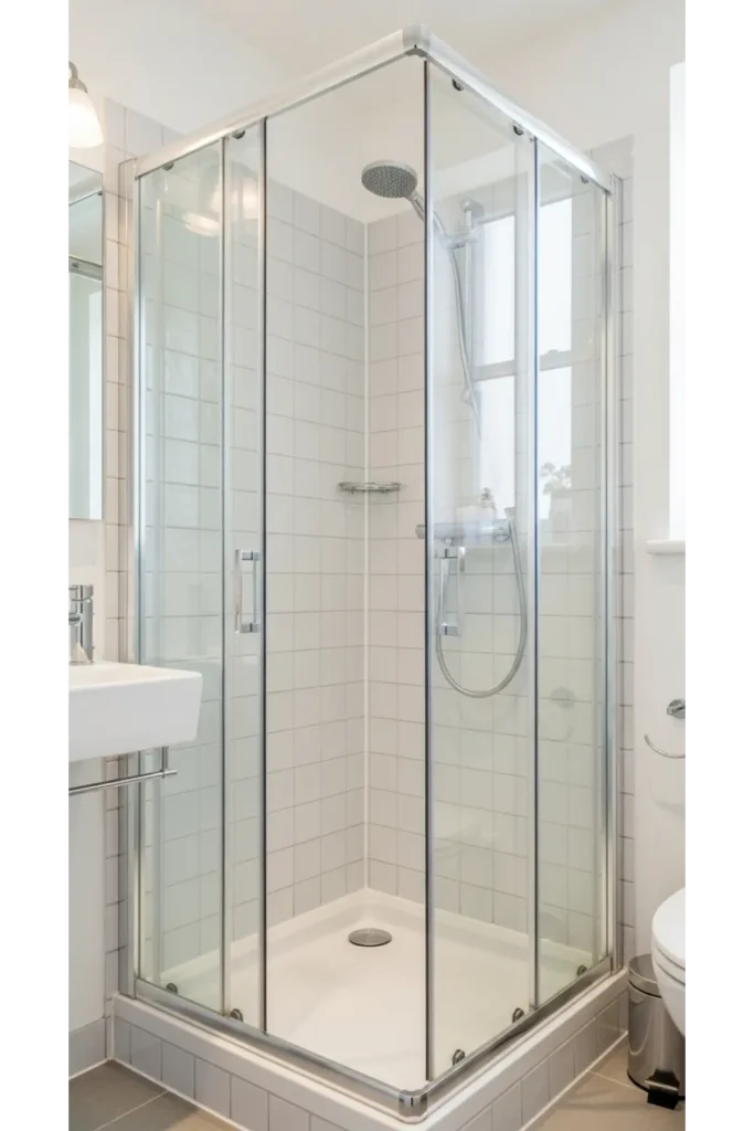 Space-saving corner shower