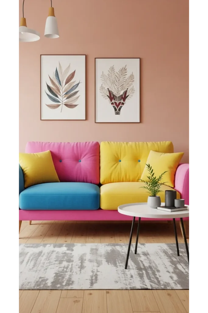 Statement Color Sofa With Balanced Comfort
