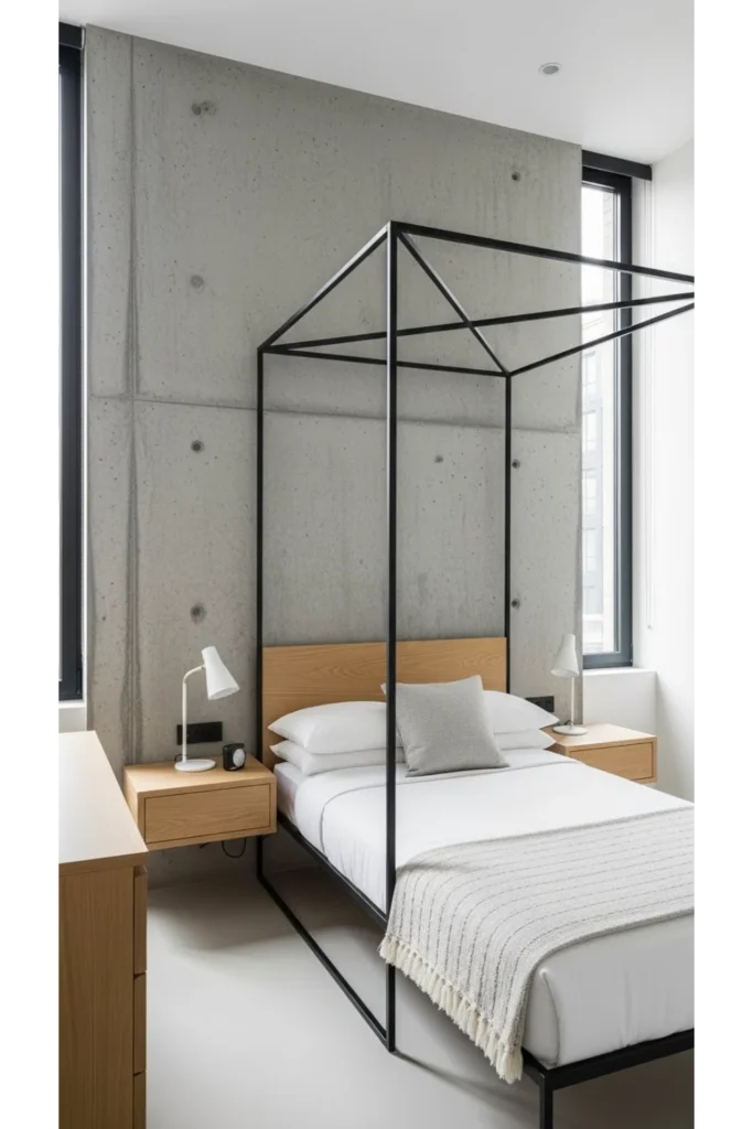 Small bedroom ideas with canopy bed that feel open and intentional 9 Storage solutions that do not compete with the canopy