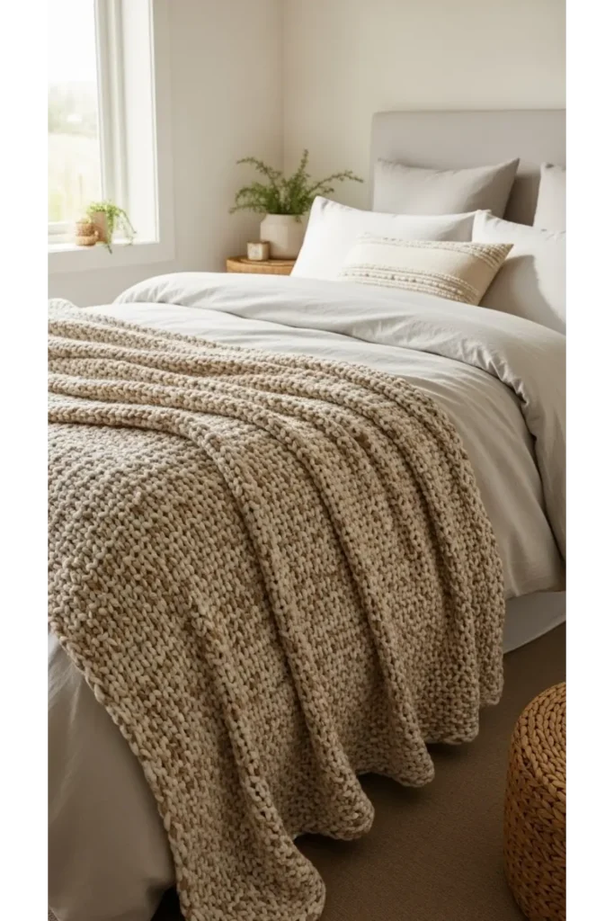 23 Earthy Bedroom Ideas For Natural Warm Ambience 14 Textured Throw Blankets For Soft Warmth