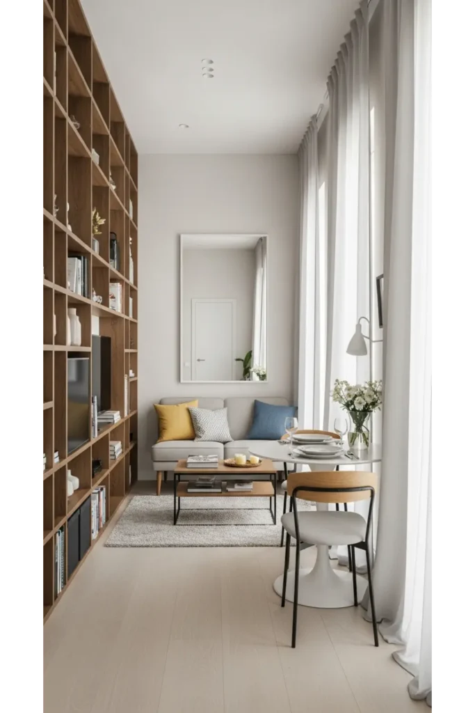 Small Living Room With Dining Area Layouts 23 Ideas 17 Vertical Emphasis Layout