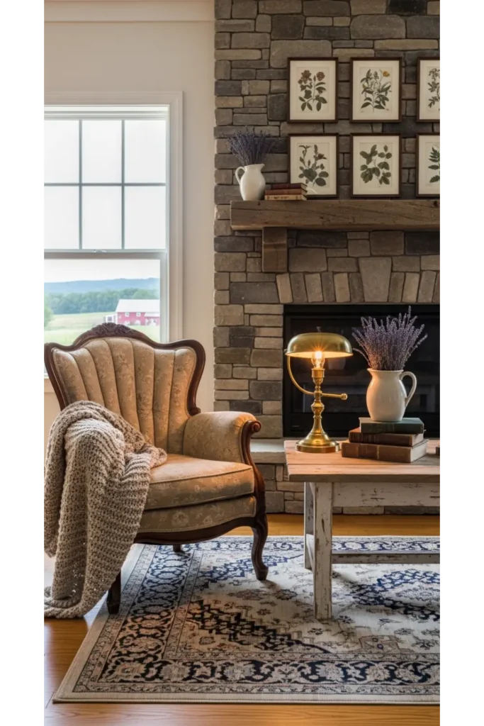 22 Farmhouse Living Room Inspirations for Rustic Charm 6 Vintage Furniture with Stories