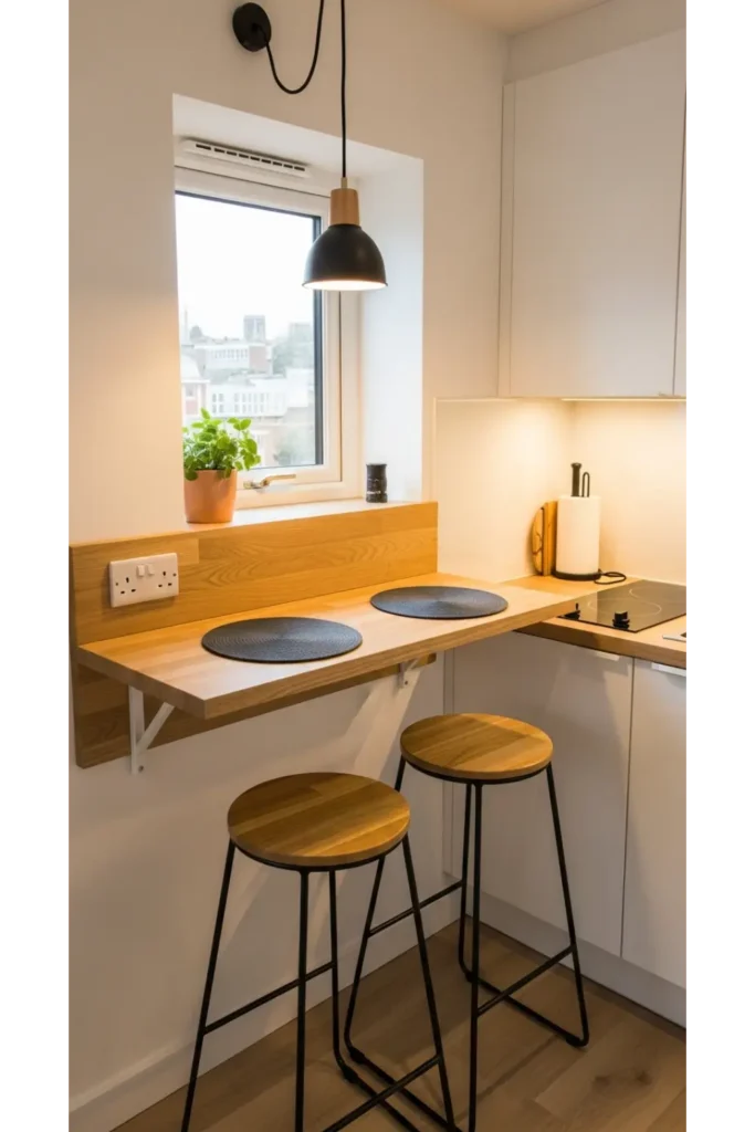 22 Small Dining Area Ideas For Compact Living 12 Wall-integrated dining shelves