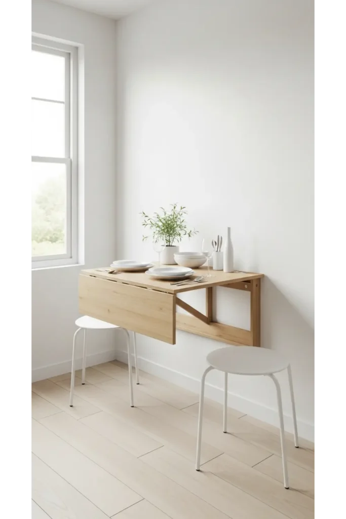 21 Tiny Dining Room Ideas That Save Space 2 Wall mounted dining table
