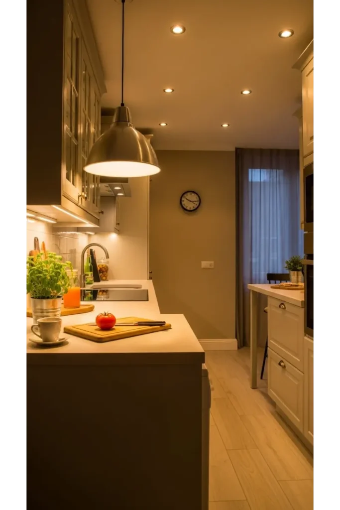 23 Small Kitchen Decor Ideas Big Style You’ll Love 5 Warm Lighting Layers for Depth