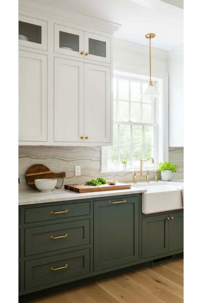 White Uppers With Forest Green Lowers