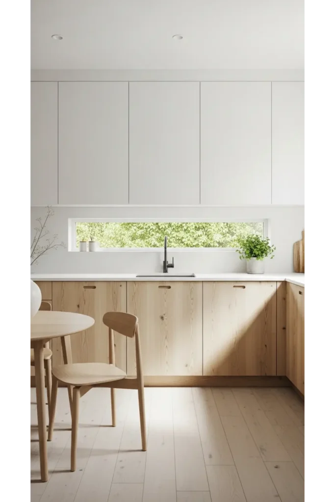 White Uppers With Natural Wood Lowers