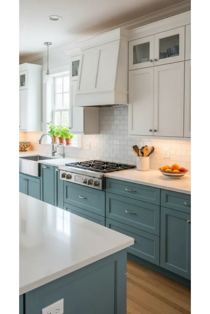  White Uppers With Teal Lowers