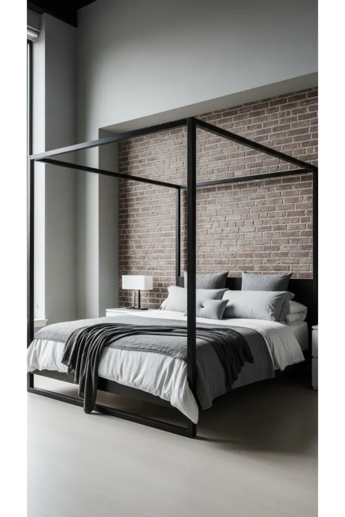 Bedroom canopy bed decor in modern interiors