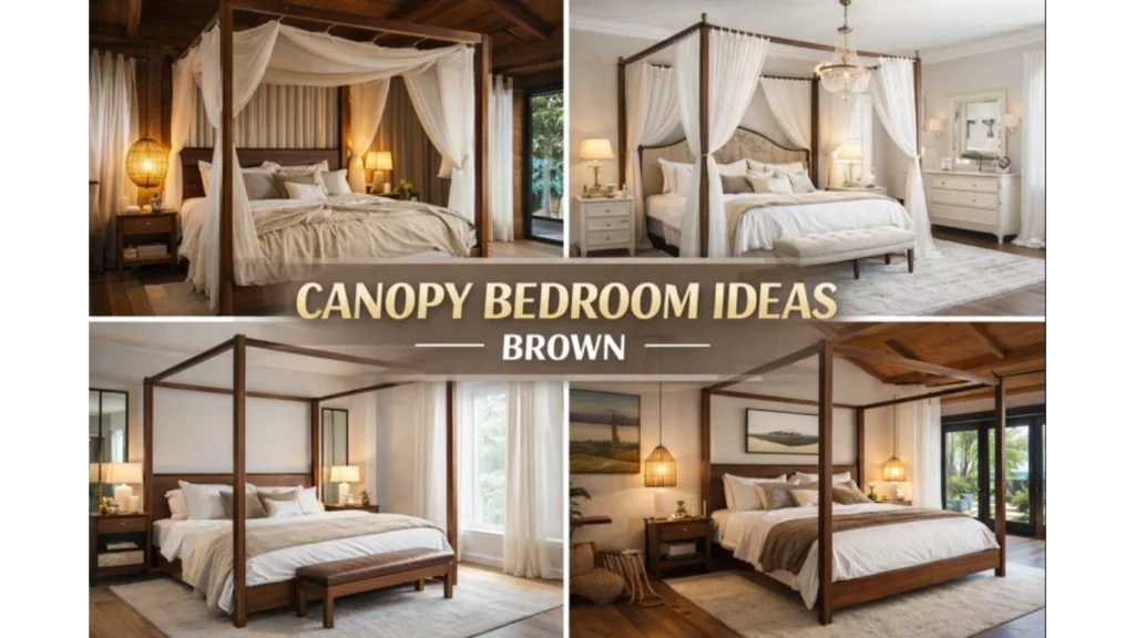 canopy bedroom ideas brown