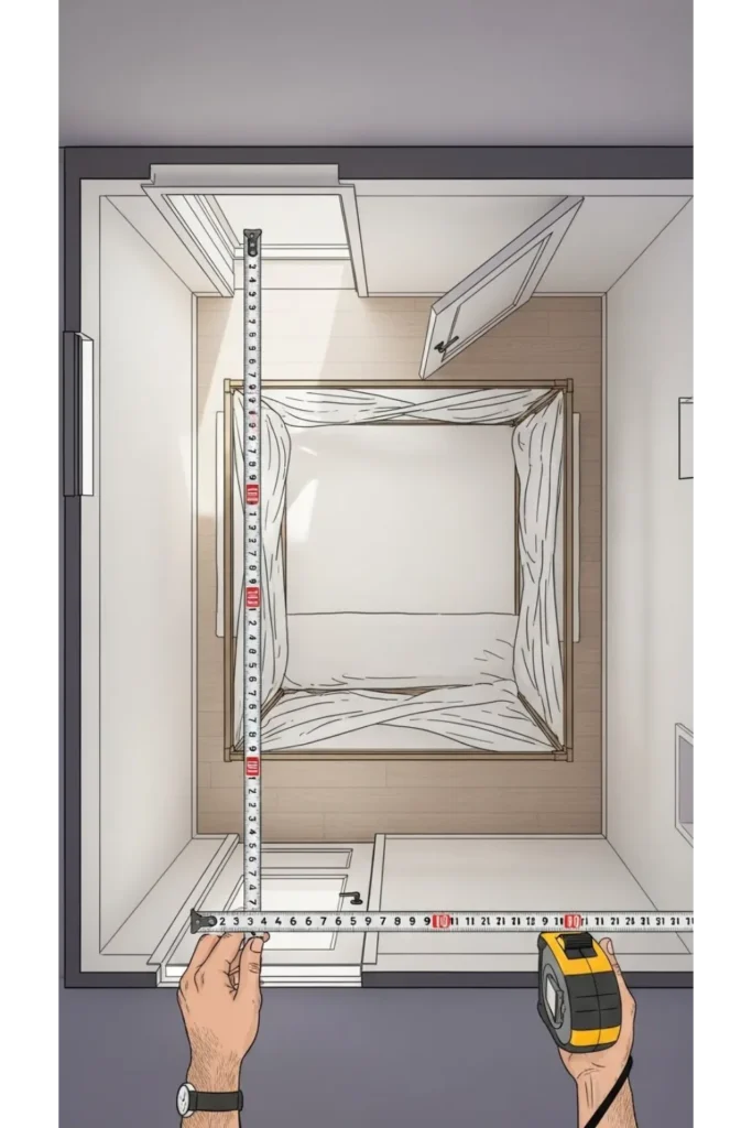 Layout planning before buying a canopy bed