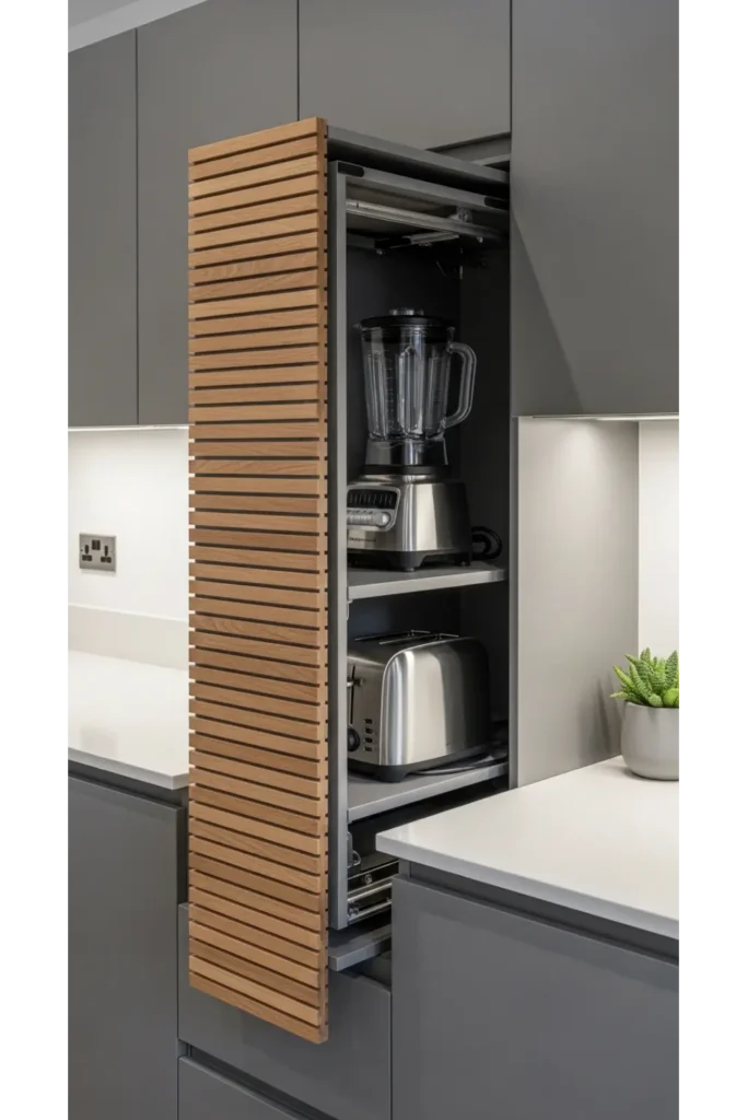 23 Modular Kitchen Design Inspirations For Efficiency 18 Appliance Garage Storage