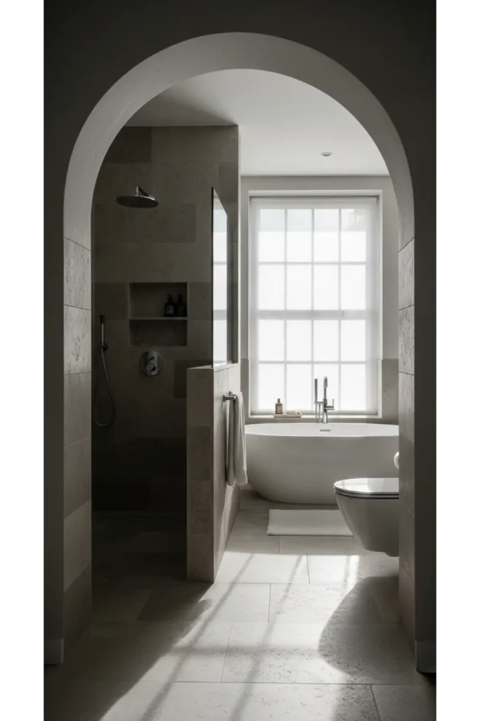 Arched Shower Entry for Architectural Character