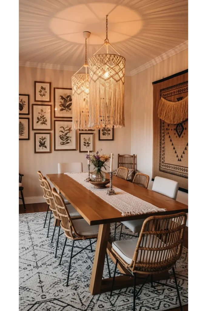 22+ Boho Dining Room Inspirations Relaxed Chic Vibes 22 Balanced Open And Closed Storage