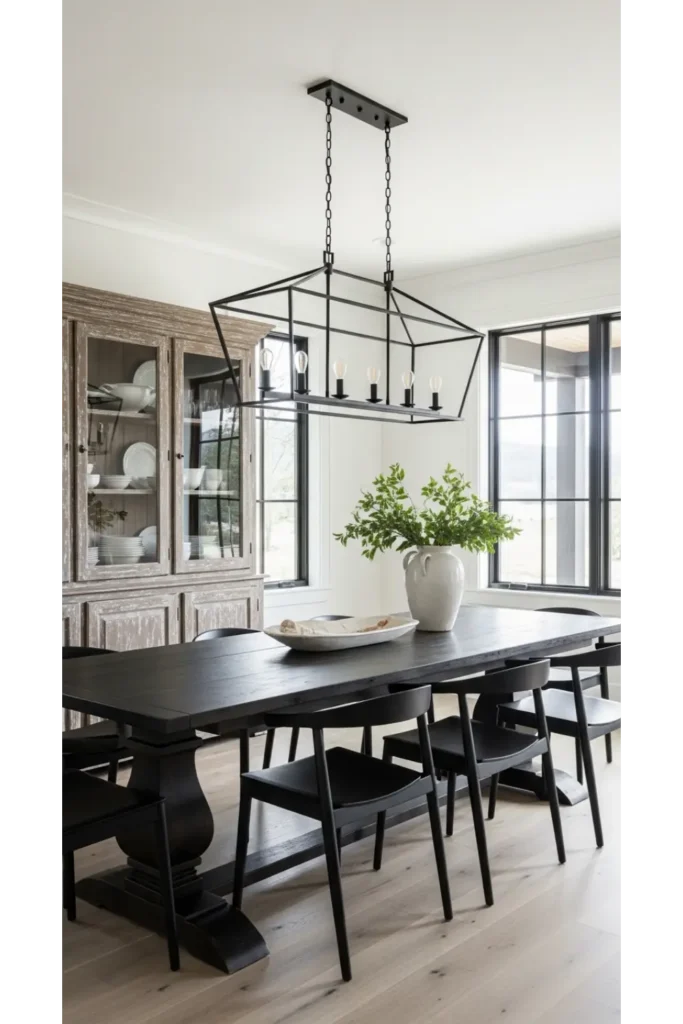 22+ Modern Farmhouse Dining Room Ideas 4 Black Accent Modern Farmhouse Dining Room