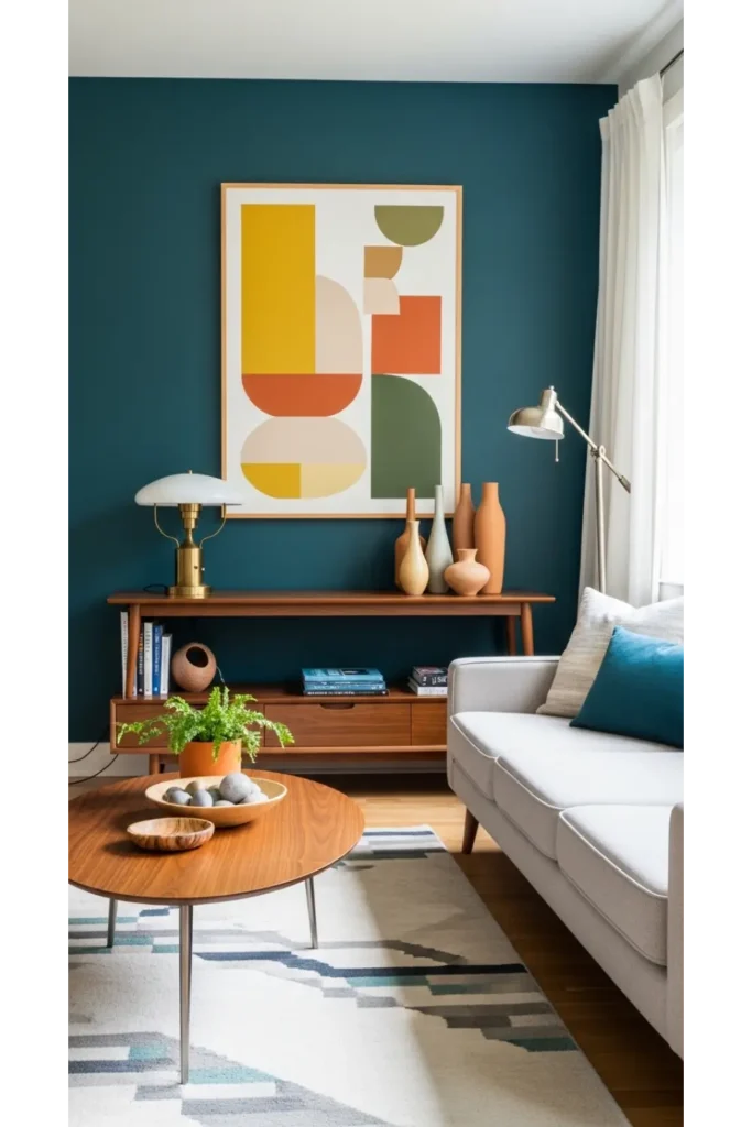 Bold Accent Wall with Geometric Art