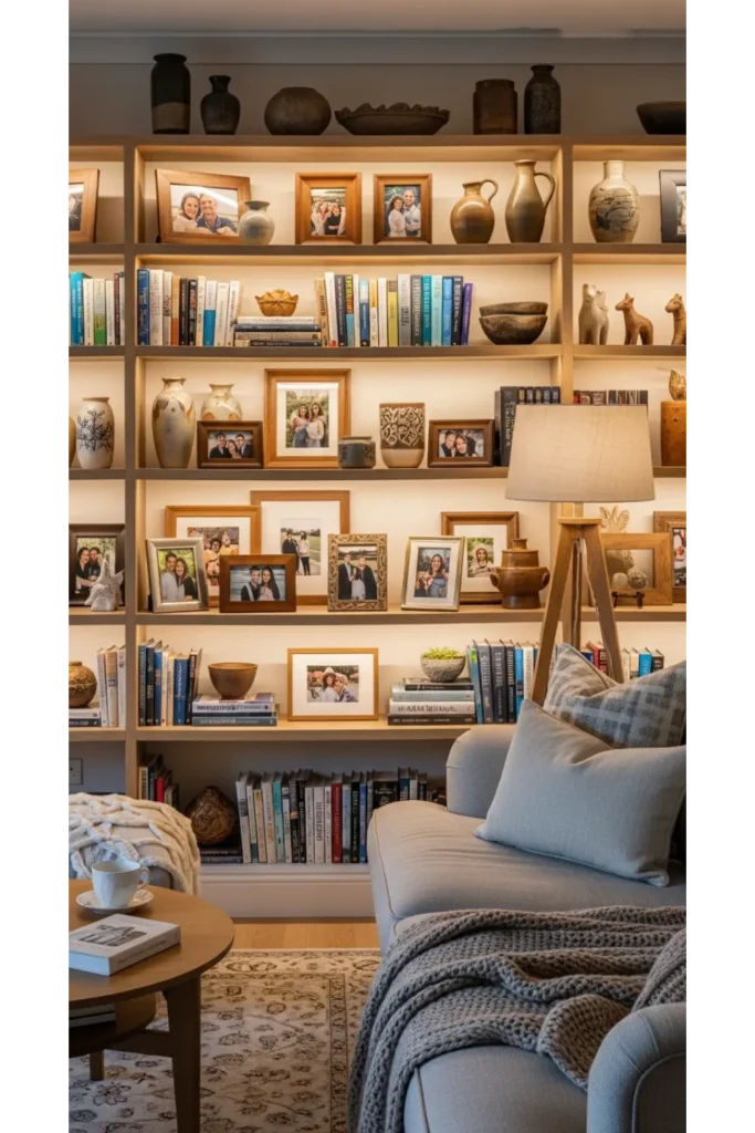 22+ Cosy Living Room Ideas Comfortable Stylish 11 Built In Shelving with Personal Touch