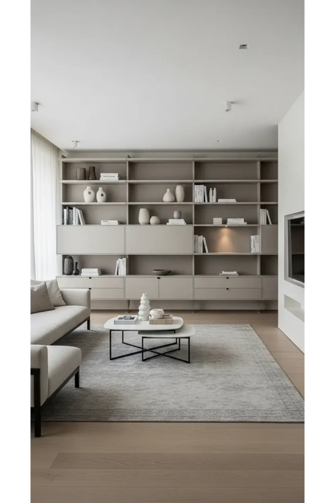 23+ Modern Living Room Decor Ideas for Sleek Homes 8 Built In Storage Elegance