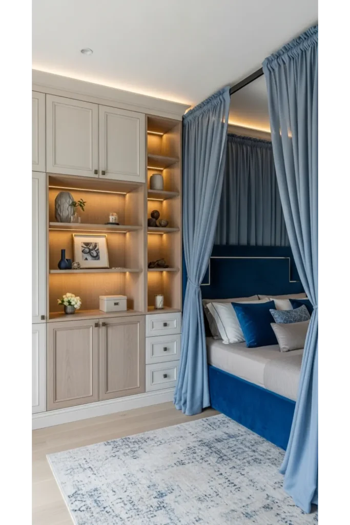 18+ Classy Bedroom Designs for a Timeless Look 11 Built In Storage With Architectural Detail