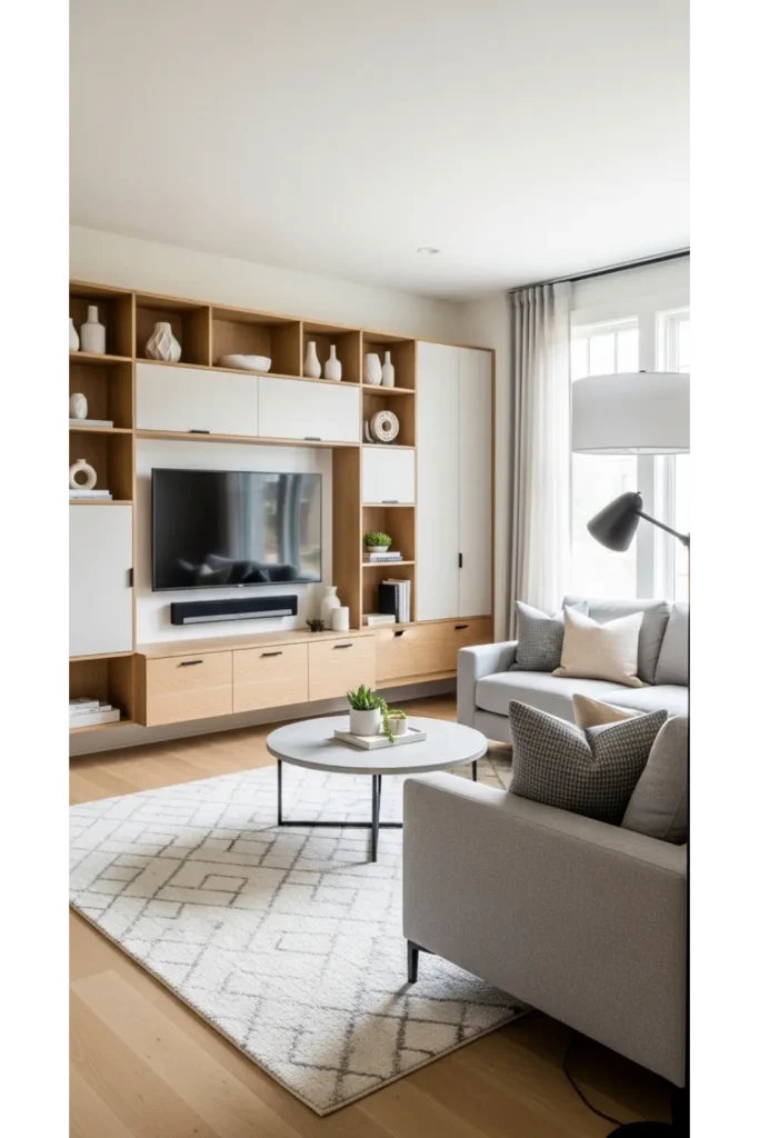 24+ Contemporary Living Room Ideas Modern Comfort 12 Built In Storage With Clean Lines