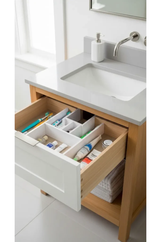 22 Tiny Bathroom Ideas Save Space With Style 11 Built In Under Sink Drawers