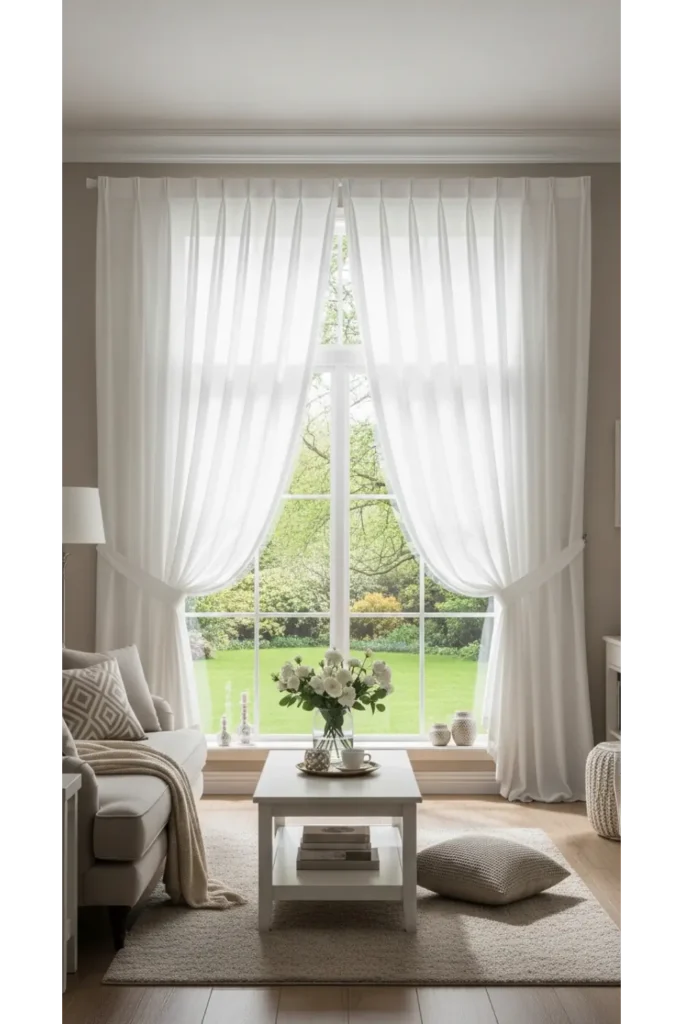 Curtains Living Room Inspirations 21+ Cozy Ideas That Add Privacy 22 Classic White Curtains with Fullness