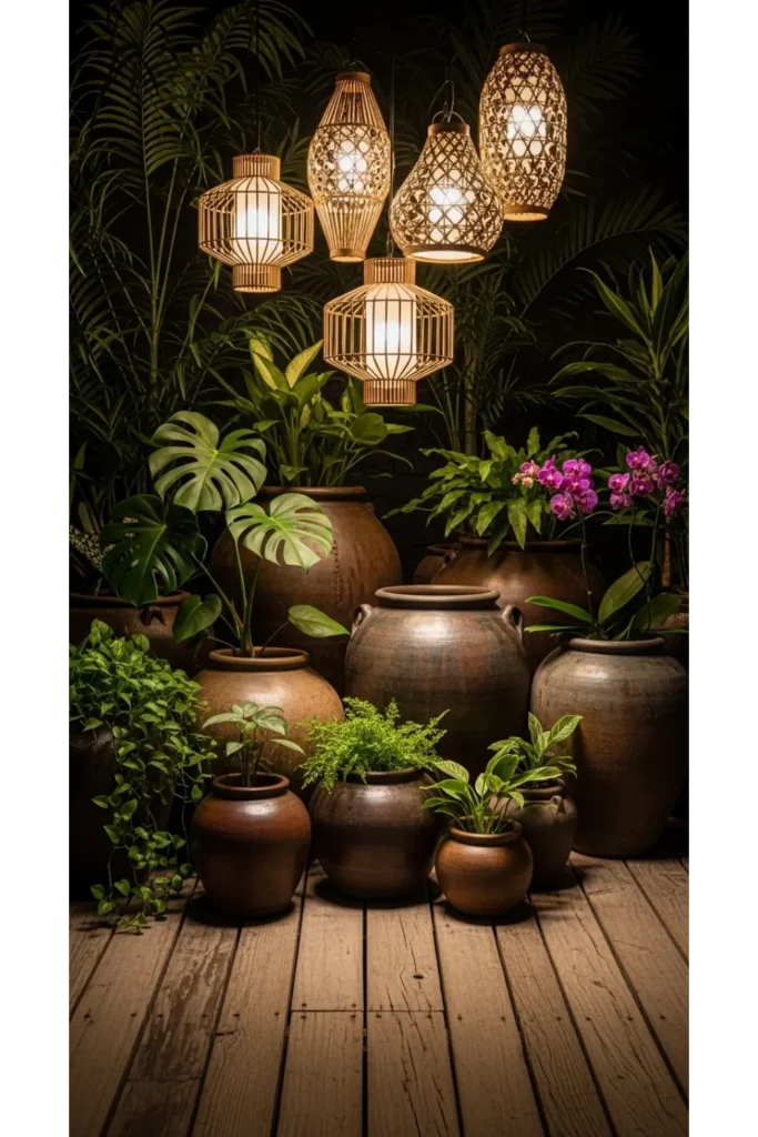Balinese Inspired Outdoor Living 24 Designs 21 Clay Pot and Lantern Styling