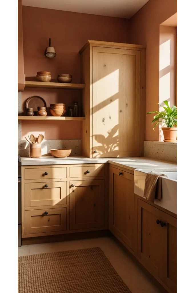 20 Earthy Kitchen Ideas For Natural And Warm Interiors 2 Clay Toned Walls With Natural Light