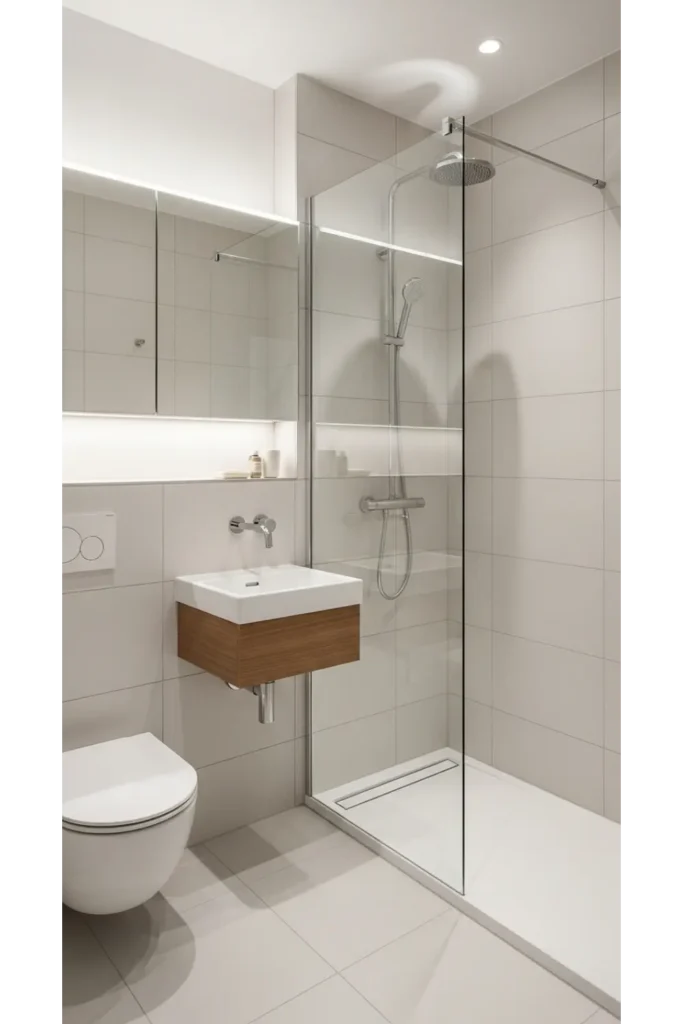 22 Tiny Bathroom Ideas Save Space With Style 16 Continuous Floor Tile