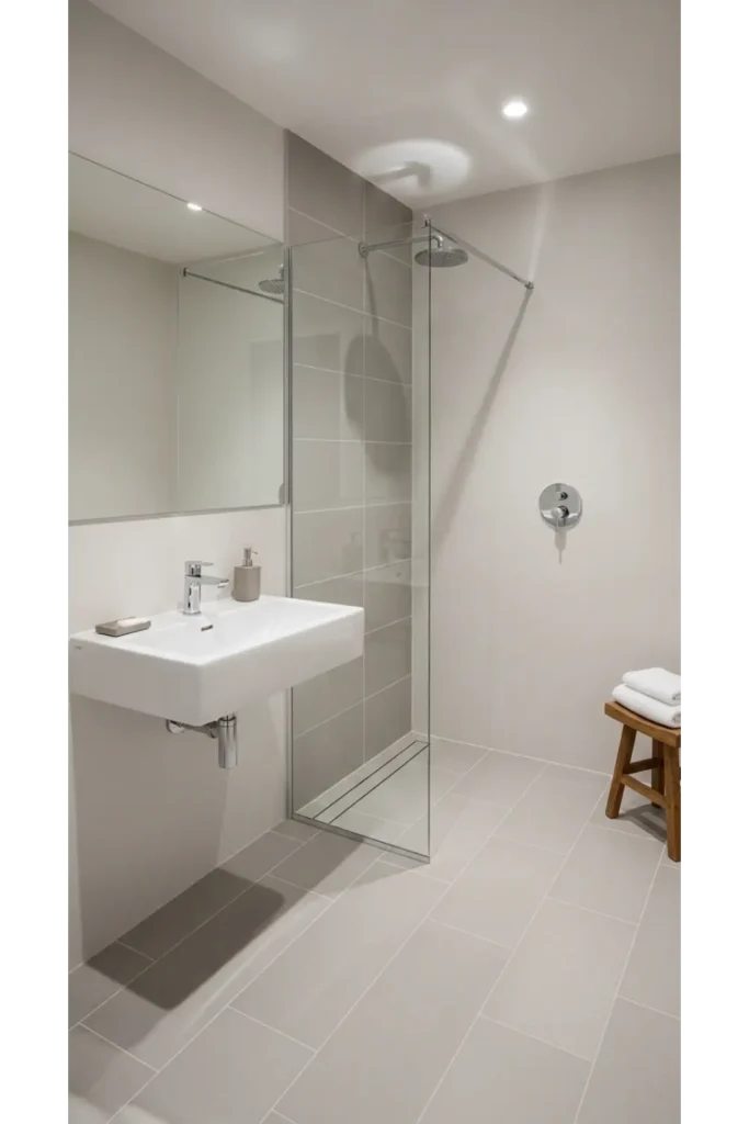 25 Small Full Bathroom Ideas Maximize Style & Space 11 Continuous Flooring Into Shower