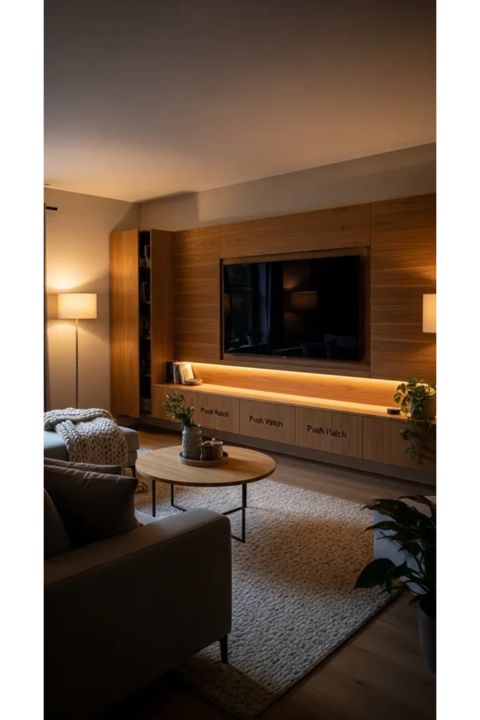 22+ Cosy Living Room Ideas Comfortable Stylish 24 Cozy Media Wall with Storage