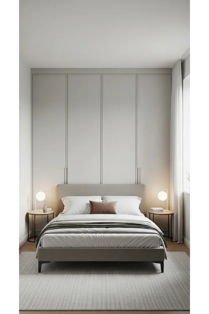 22 Small Bedroom Ideas to Maximize Comfort and Space 4 Create a Floating Wardrobe Wall