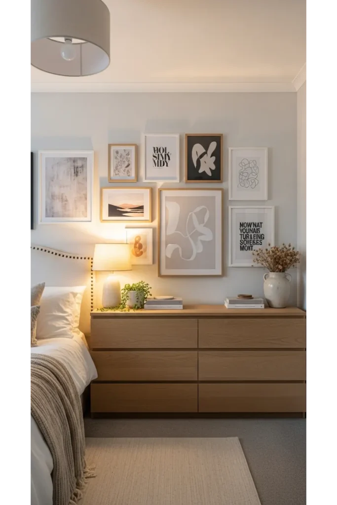 20+ bedroom inspo tips to transform your sleeping space 18 Create a Gallery Wall