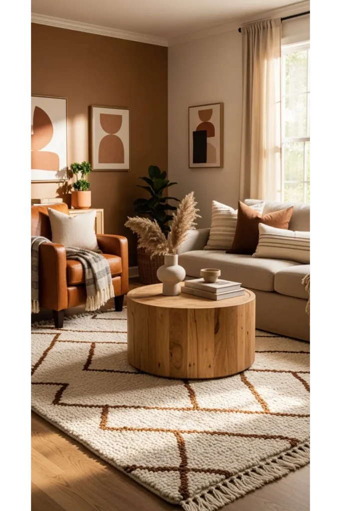 23+ Living Room Inspiration Ideas for Cozy Homes 15 Earth Tone Palette
