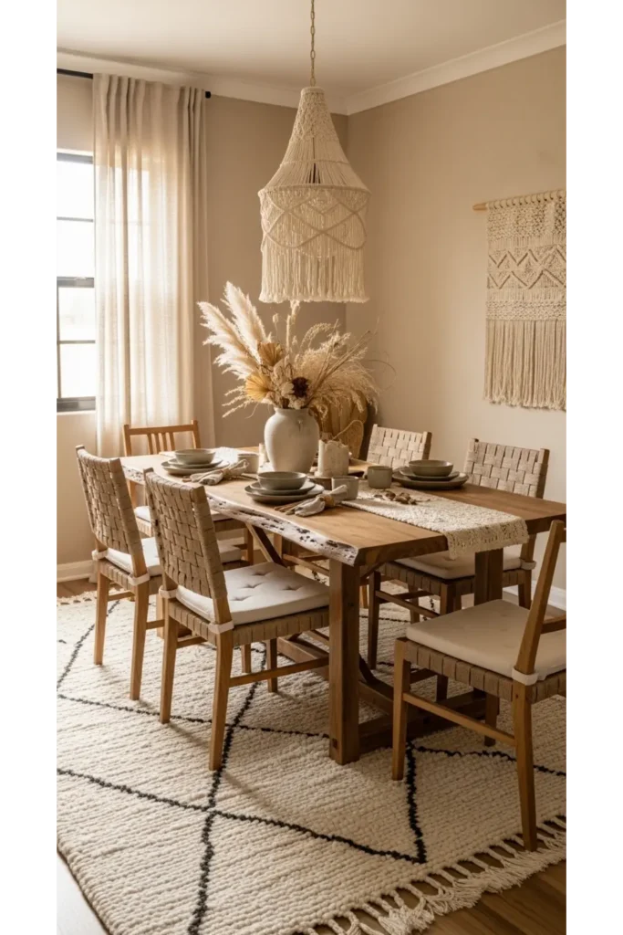 22+ Boho Dining Room Inspirations Relaxed Chic Vibes 3 Earthy Neutrals With Layered Textures