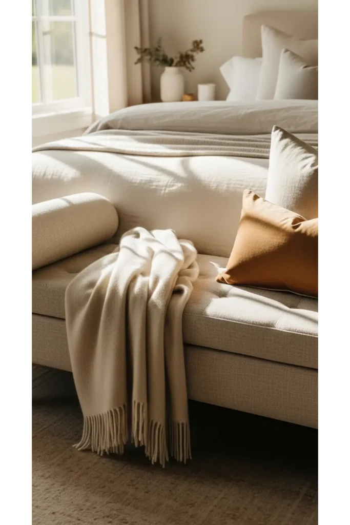 Elegant Bench at Bed Foot