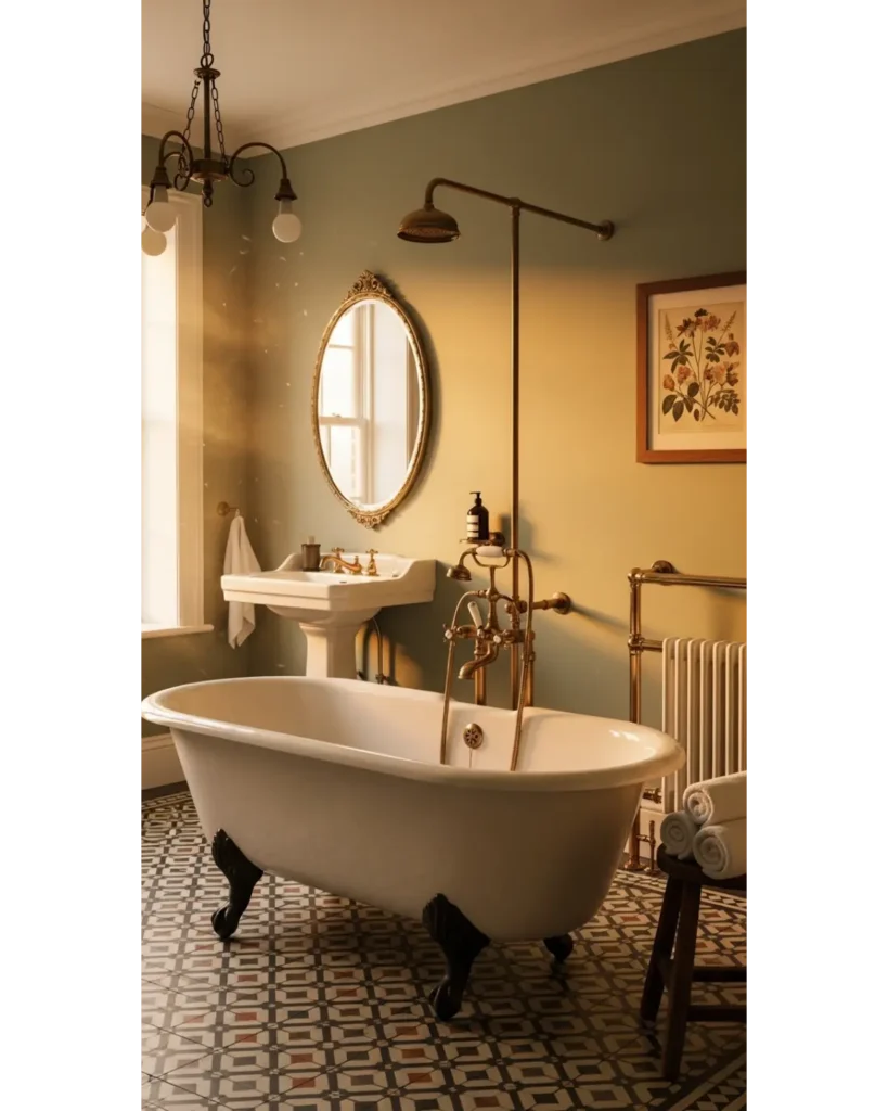 22+ Bathroom Aesthetic Ideas for Relaxing Space 9 Elegant Vintage Revival