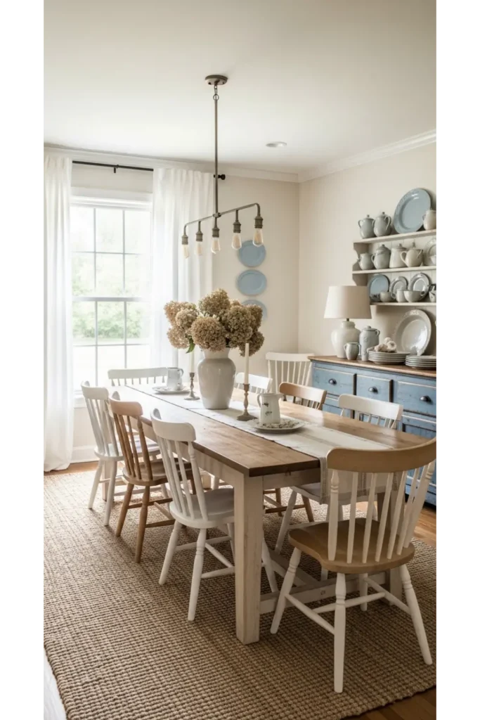 22+ Modern Farmhouse Dining Room Ideas 23 Farmhouse Dining Room With Subtle Color Accents