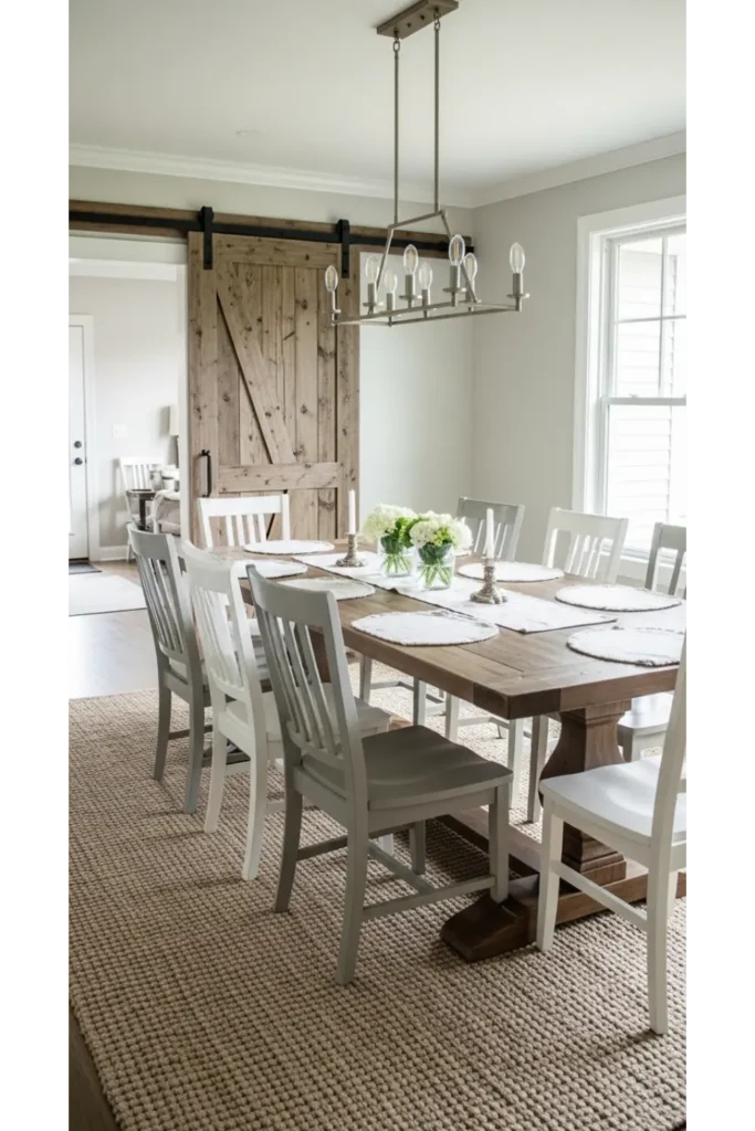 23 Farmhouse Dining Room Ideas for Rustic Charm 18 Farmhouse Dining Rooms Featuring Sliding Barn Doors